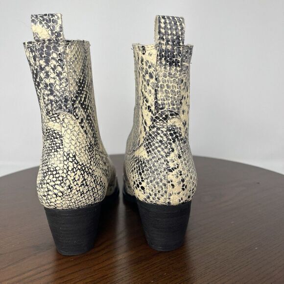 Matisse Avery Ankle Boots Women's 8.5M Beige Snakeskin Print Leather Pointed Toe - Picture 4 of 16